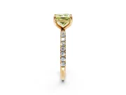 Solitaire Engagement Ring Setting for Fancy Yellow Princess Cut Center with Micro Pave Band and Prong Head in Yellow Gold