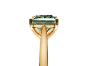 Solitaire Engagement Ring Setting for Fancy Green Princess Cut Center with Narrow Cathedral Band and Prong Head in Yellow Gold