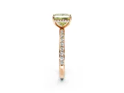 Hidden Halo Engagement Ring Setting for Fancy Yellow Princess Cut Center with Pave Band and Prong Head in Rose Gold