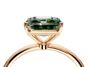 Solitaire Engagement Ring Setting for Fancy Green Asscher Cut Center with Straight Thin Band and Prong Head in Rose Gold