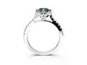 Floral Engagement Ring Setting for Fancy Green Cushion Cut Center with Pave Band and Floral Prong Head in Platinum