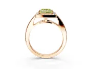Bezel-Framed Halo Engagement Ring Setting for Fancy Yellow Princess Cut Center with Pave Band and Prong Head in Rose Gold