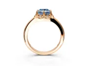 Floral Frame Engagement Ring Setting for Fancy Blue Princess Cut Center with Accent Clusters and Prong Head in Rose Gold