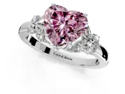 Solitaire Engagement Ring Setting for Fancy Pink Heart-Shaped Center with Marquise Flower Shoulders and Prong Head in Platinum
