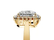 Starburst Halo Engagement Ring Setting for Radiant Cut Center with Flat Cathedral Band and Prong Head in Yellow Gold