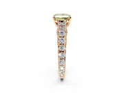 Solitaire Engagement Ring Setting for Fancy Yellow Princess Cut Center with Pave Cathedral Shoulders and Prong Head in Rose Gold