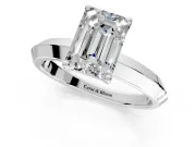 Solitaire Engagement Ring Setting for Emerald Cut Center with Wide Knife Ridge Band and Prong Head in Sterling Silver