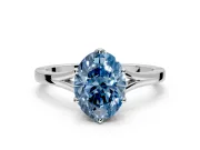 Solitaire Engagement Ring Setting for Fancy Blue Oval Center with Plain Split Shank and Prong Head in Platinum