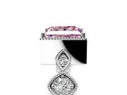 Vintage Station Engagement Ring Setting for Fancy Pink Princess Cut Center with Accents and Prong Head in Platinum