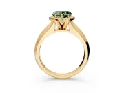 Halo Engagement Ring Setting for Fancy Green Heart-Shaped Center with Knife Ridge Cathedral Band and Prong Head in Yellow Gold