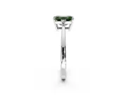 3 Stone Engagement Ring Setting for Fancy Green Emerald Cut Center with Low-Set Round Cut Accents and Prong Head in Platinum