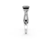 3 Stone Engagement Ring Setting for Fancy Black Princess Cut Center with Pave Split Shank and Prong Head in Sterling Silver