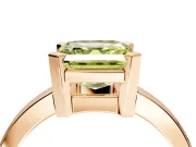 Solitaire Engagement Ring Setting for Fancy Yellow Asscher Cut Center with Plain Band and Flat Tab Prong Head in Rose Gold