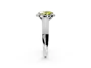 Halo Engagement Ring Setting for Fancy Yellow Oval Center with Knife Ridge Cathedral Band and Prong Head in Sterling Silver