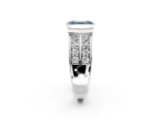 Bezel Engagement Ring Setting for Fancy Blue Emerald Cut Center with Wide Channel-Set Band and Bezel Head in Platinum