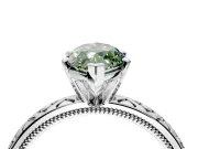 Solitaire Engagement Ring Setting for Fancy Green Marquise Center with Milgrain X Pattern Band and Prong Head in Platinum