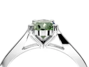 Solitaire Engagement Ring Setting for Fancy Green Pear-Shaped Center with Tapered Shoulders and Prong Head in Sterling Silver