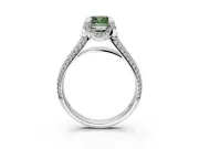 Solitaire Engagement Ring Setting for Fancy Green Cushion Cut Center with Accented Split Shank and Prong Head in White Gold