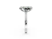 Single Halo Engagement Ring Setting for Fancy Green Radiant Cut Center with Corner Claws, Plain Band and Prong Head in Platinum