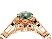 Solitaire Engagement Ring Setting for Fancy Green Pear-Shaped Center with Marquise and Bezel Accents and Prong Head in Rose Gold