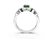 Leaf Engagement Ring Setting for Fancy Green Emerald Cut Center with Milgrain Accent Band and Prong Head in Platinum