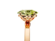 Solitaire Engagement Ring Setting for Fancy Yellow Oval Center with Thin Rounded Plain Band and Prong Head in Rose Gold