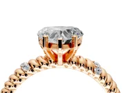 Rope Engagement Ring Setting for Heart-Shaped Center with Accent Shoulders and Prong Head in Rose Gold