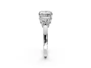 Solitaire Engagement Ring Setting for Princess Cut Center with Marquise Flower Shoulders and Prong Head in Sterling Silver