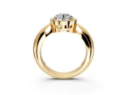 Halo Engagement Ring Setting for Round Cut Center with Tapered Plain Band and Prong Head in Yellow Gold