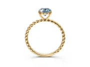 Solitaire Engagement Ring Setting for Fancy Blue Oval Center with Plain Twisted Rope Band and Prong Head in Yellow Gold