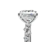Cluster Engagement Ring Setting for Princess Cut Center with Round Cut Accent Band and Prong Head in Sterling Silver