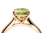 Solitaire Engagement Ring Setting for Fancy Yellow Princess Cut Center with Narrow Cathedral Band and Prong Head in Rose Gold