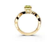 Solitaire Engagement Ring Setting for Fancy Yellow Emerald Cut Center with Half-Pave Crossover Band and Prong Head in Yellow Gold