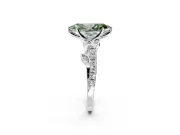 Leaf Motif Engagement Ring Setting for Fancy Green Marquise Center with Pave Band and Prong Head in Sterling Silver