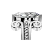 Solitaire Engagement Ring Setting for Marquise Center with Twisted Band and Scroll Prong Head in Sterling Silver