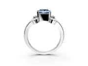 Solitaire Engagement Ring Setting for Fancy Blue Princess Cut Center with Twisted Band and Scroll Prong Head in Platinum