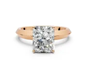 Solitaire Engagement Ring Setting for Radiant Cut Center with Wide Knife Ridge Band and Prong Head in Rose Gold