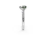 Cluster Engagement Ring Setting for Fancy Green Heart-Shaped Center with Round Cut Accent Band and Prong Head in Sterling Silver