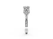 Solitaire Engagement Ring Setting for Cushion Cut Center with Marquise and Bezel Accents and Prong Head in Sterling Silver