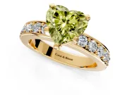 Solitaire Engagement Ring Setting for Fancy Yellow Heart-Shaped Center with Channel-Set Accents and Prong Head in Yellow Gold