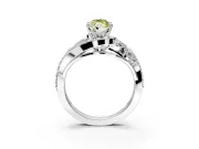 Halo Engagement Ring Setting for Fancy Yellow Marquise Center with Marquise and Pave Bypass Band and Prong Head in Sterling Silver