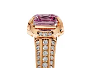 Solitaire Engagement Ring Setting for Fancy Pink Asscher Cut Center with Accented Split Shank and Prong Head in Rose Gold