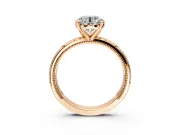 Solitaire Engagement Ring Setting for Round Cut Center with Scrollwork Band and Prong Head in Rose Gold
