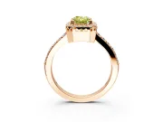 Halo Engagement Ring Setting for Fancy Yellow Radiant Cut Center with Inner Milgrain Border and Prong Head in Rose Gold