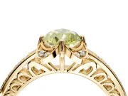 Floral Engagement Ring Setting for Fancy Yellow Pear-Shaped Center with Four Accent Clusters and Prong Head in Yellow Gold