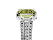 Solitaire Engagement Ring Setting for Fancy Yellow Emerald Cut Center with Accented Split Shank and Prong Head in Platinum