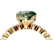 Solitaire Engagement Ring Setting for Fancy Green Heart-Shaped Center with Bezel-Dot Beaded Band and Prong Head in Yellow Gold