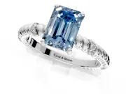 Rope Engagement Ring Setting for Fancy Blue Emerald Cut Center with Accent Shoulders and Prong Head in Sterling Silver