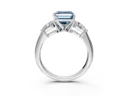 3 Stone Engagement Ring Setting for Fancy Blue Asscher Cut Center with Large Pear-Shaped Accents and Prong Head in Platinum
