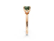 Minimalist Solitaire Engagement Ring Setting for Fancy Green Cushion Cut Center with Thin Band and Prong Head in Rose Gold